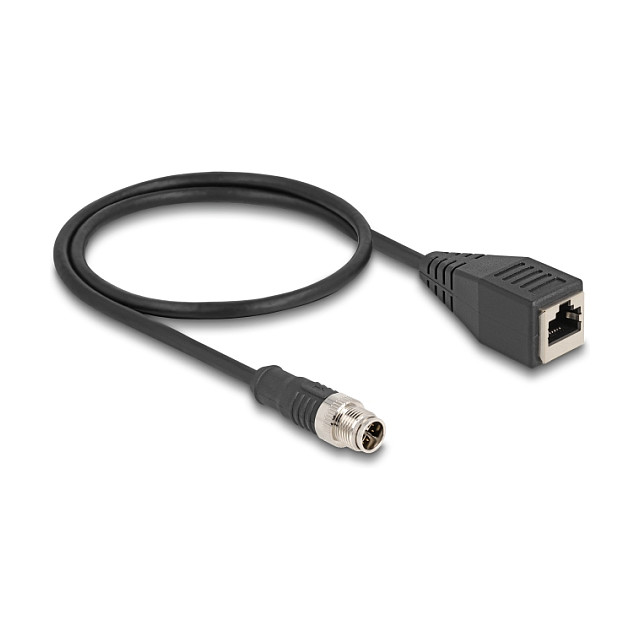 Mrežni kabel DELOCK M12 X-kodirani (muški) na RJ45 (ženski) 0.5m (Cat.6A, IP67)