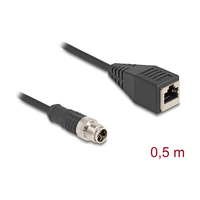 Mrežni kabel DELOCK M12 X-kodirani (muški) na RJ45 (ženski) 0.5m (Cat.6A, IP67)-2