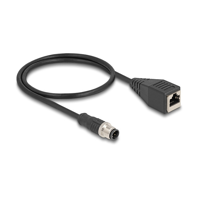 Mrežni kabel DELOCK M12 D-kodirani 4-pinski (M) na RJ45 (Ž) (0.5m, CAT.5e, IP67, PVC)-0