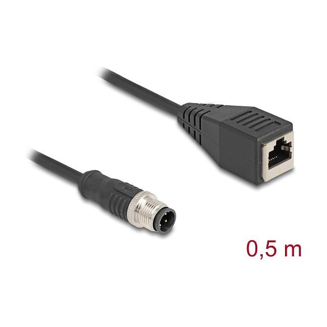 Mrežni kabel DELOCK M12 D-kodirani 4-pinski (M) na RJ45 (Ž) (0.5m, CAT.5e, IP67, PVC)-2