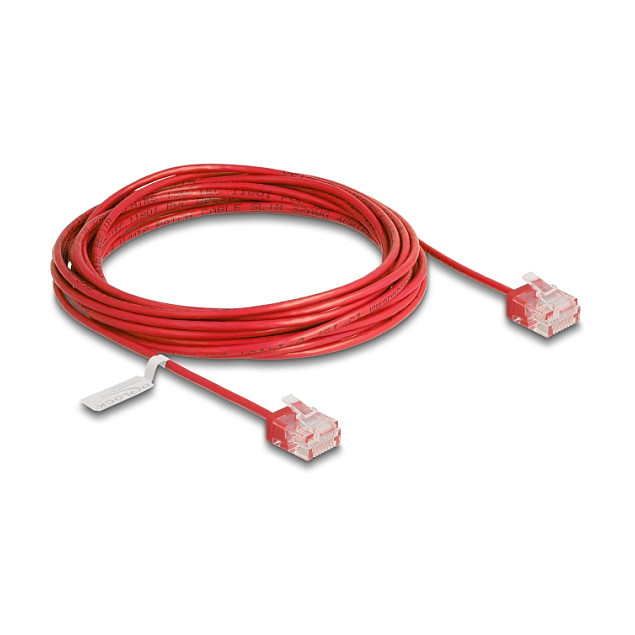 Mrežni kabel DELOCK RJ45 Cat.6 U/UTP Ultra Slim (5m, crveni, kratki konektori)