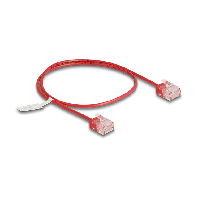 Mrežni kabel DELOCK Cat.6 U/UTP Ultra Slim 0.5m crveni (kratki konektori)