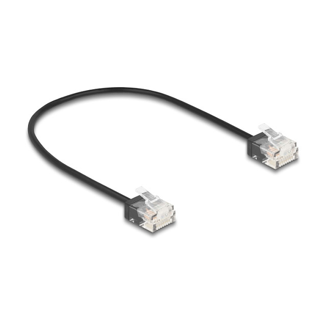 Mrežni kabel DELOCK Cat.6 U/UTP Ultra Slim 0.3m crni (kratki konektori)-1