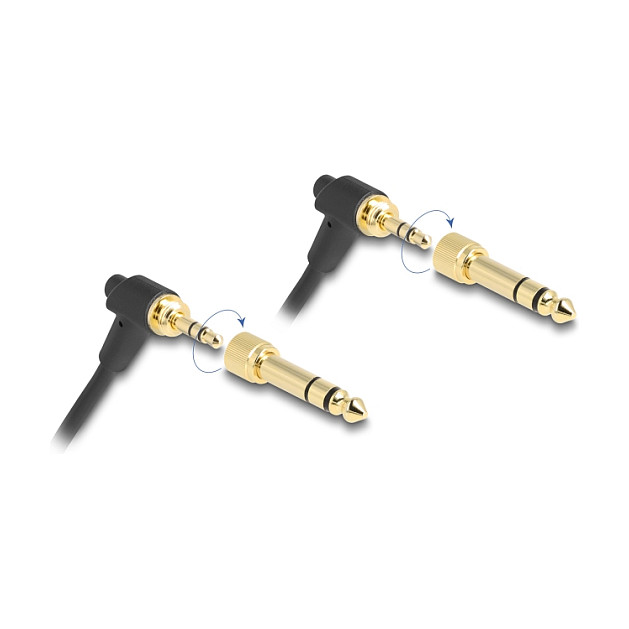 Audio kabel DELOCK 85777 spiralni (3.5mm na 3.5mm kutni, 6.35mm adapter, 75 cm)-1