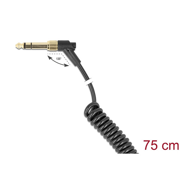 Audio kabel DELOCK 85777 spiralni (3.5mm na 3.5mm kutni, 6.35mm adapter, 75 cm)-3