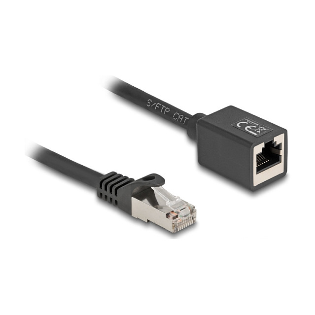 Mrežni produžni kabel DELOCK RJ45 Cat.6A S/FTP 0.5m (Panel-mount, 26 AWG)