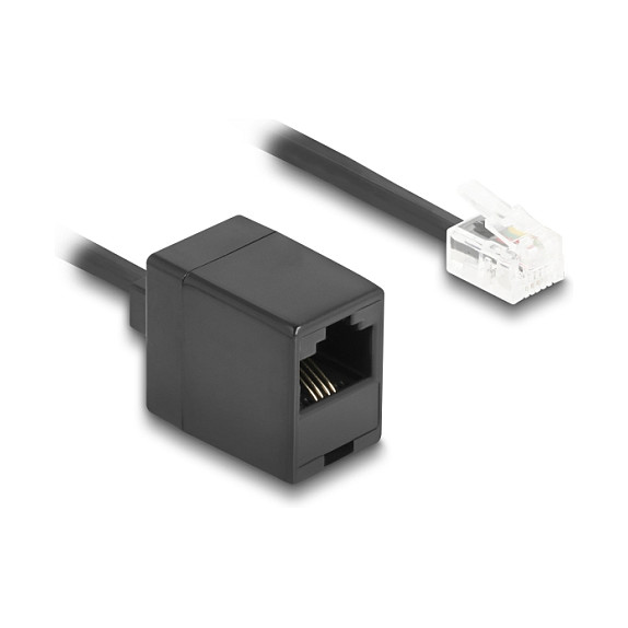 Telefonski spiralni kabel DELOCK RJ11 na RJ45 (1 m, crni)-0