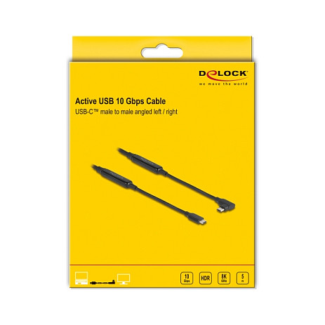 Delock Aktivni optički USB-C kabel 10 Gbps (USB 3.2 Gen 2) 5m, 8K 60Hz, PD 60W, kutni konektori-2