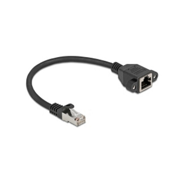 Mrežni produžni kabel DELOCK Cat.6A S/FTP (RJ45 M/Ž, 0.25m, plosnati) crni-0