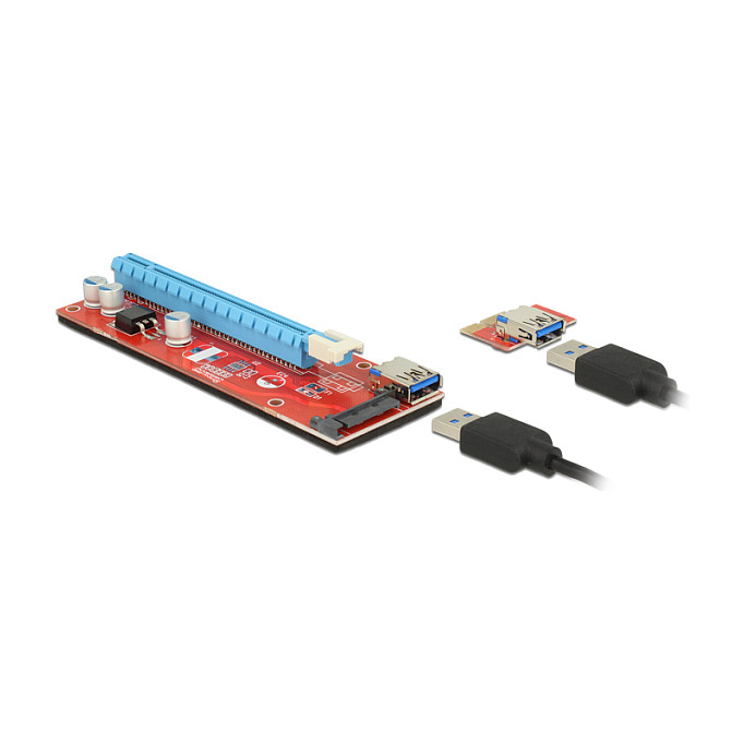 Riser kartica DELOCK PCI Express x1 > x16 (60 cm USB 3.0 kabel, SATA napajanje)-0