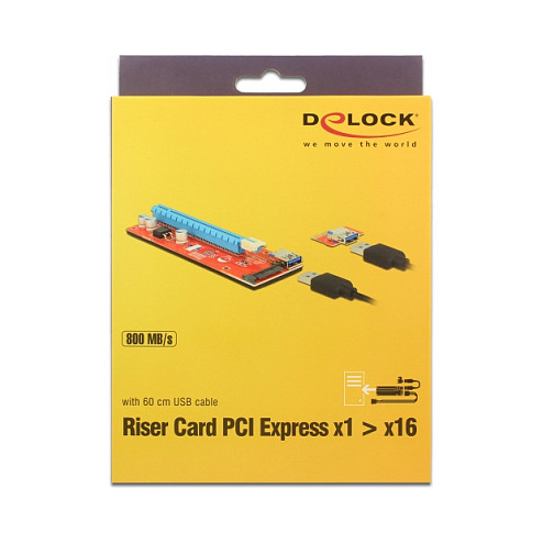 Riser kartica DELOCK PCI Express x1 > x16 (60 cm USB 3.0 kabel, SATA napajanje)-2