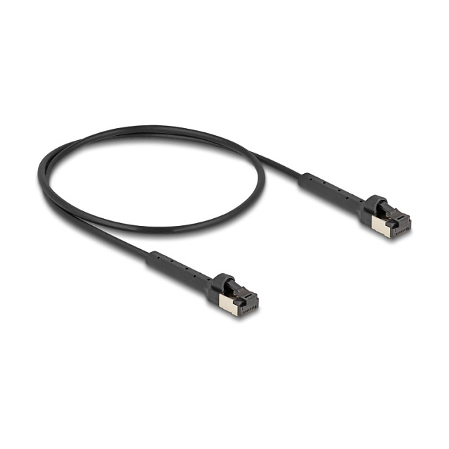 Mrežni kabel DELOCK Cat.8.1 S/FTP (0.5m, 40 Gbps, kutni konektori) crni