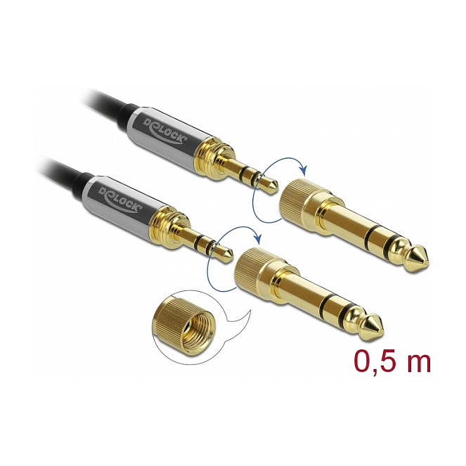Audio kabel DELOCK 3.5mm stereo jack M/M (3-pinski, s navojem, 0.5 m)-2