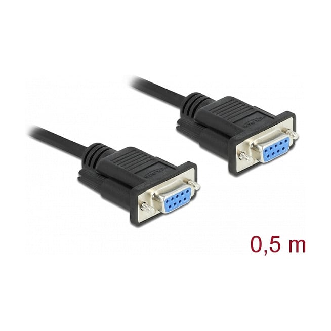 RS-232 Null Modem kabel DELOCK 86614 (D-Sub9 ženski na ženski, 0.5 m, usko kućište)-2