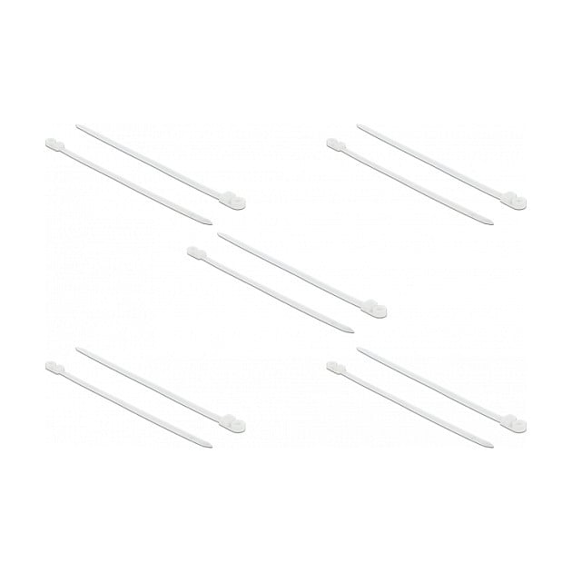 Vezice za kabele DELOCK s ušicom za montažu (400 x 7.6 mm, 55 kg, bijele, 10 kom)-0