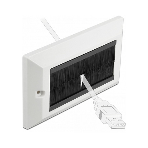 Pokrovna ploča za kabele DELOCK 66492 (146 x 86 mm, s četkicama, bijela)-2
