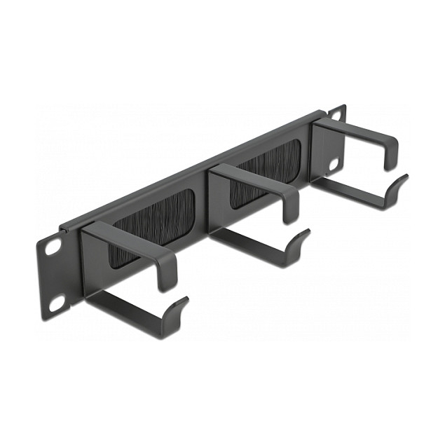 Panel za mrežni ormar DELOCK 10″ s četkom i 3 prstena 1U (66487), crni-0