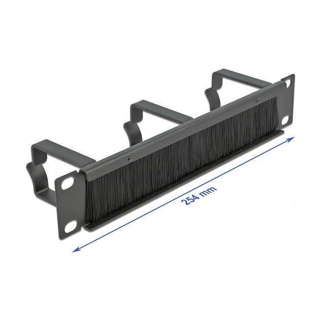 Panel za mrežni ormar DELOCK 10″ s četkom i 3 prstena 1U (66487), crni-1