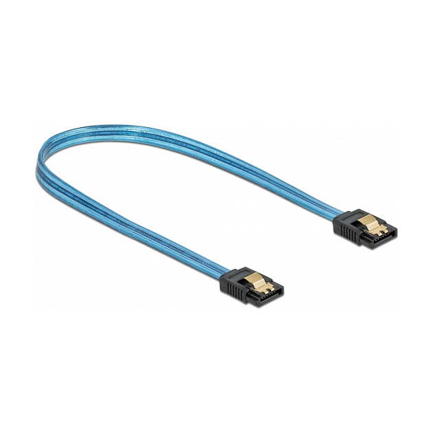 SATA kabel DELOCK 6 Gb/s (50 cm, UV plavi, ravni konektori)