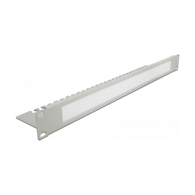 Letva za kabele DELOCK 19" panel s četkom i pločom za rasterećenje kabela 1U sivi (66538)-0