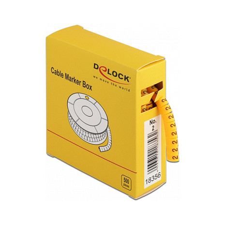 Oznake za kabele DELOCK Nr. 2 (500 kom, žute, 3.0-4.2 mm)