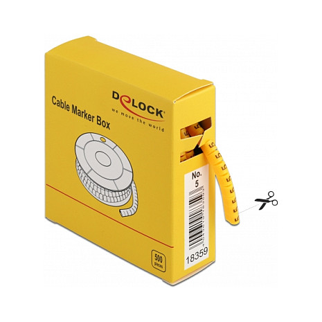 Set oznaka za kabele DELOCK 18359 (Broj 5, žute, 500 komada)-1