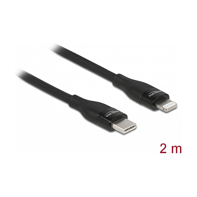 Delock USB-C na Lightning kabel 2m (MFi, PD 87W) crni-1