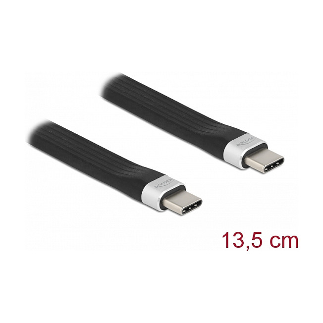 USB-C kabel DELOCK FPC plosnati 85770 (13.5 cm, USB 3.2 Gen 2 10 Gbps, PD 60W, 4K 60Hz)