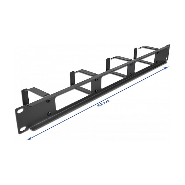 Panel za kabele DELOCK 66658 (19", 1U, 3 otvora, 4 prstena, crni)-1