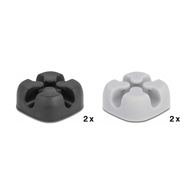 Organizator kabela DELOCK križni samoljepljivi (4 kom, za kabele do 5 mm, crno/sivi)-2