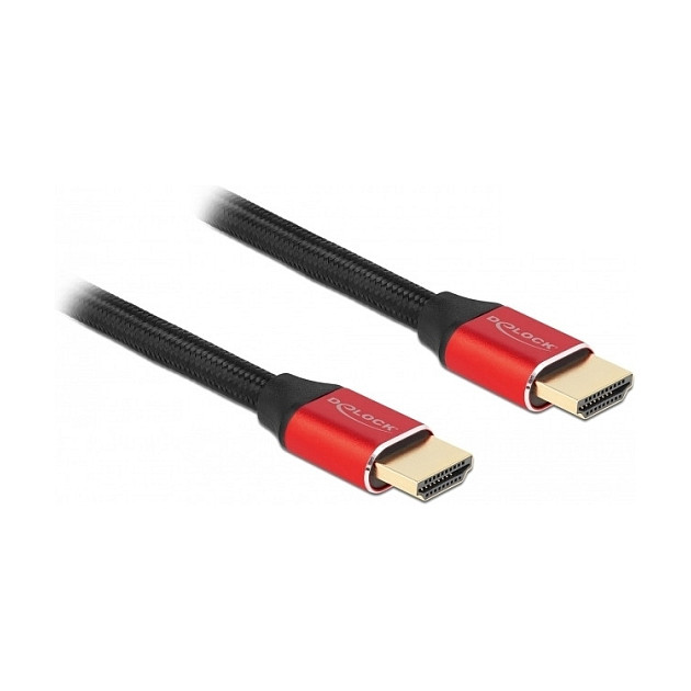HDMI kabel DELOCK Ultra High Speed 2.1 (3m, 8K 60Hz, 48 Gbps, certificiran) crveni