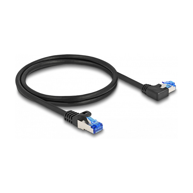 Mrežni kabel DELOCK Cat.6A S/FTP 1m (ravni / lijevo kutni konektor, LSZH)-1
