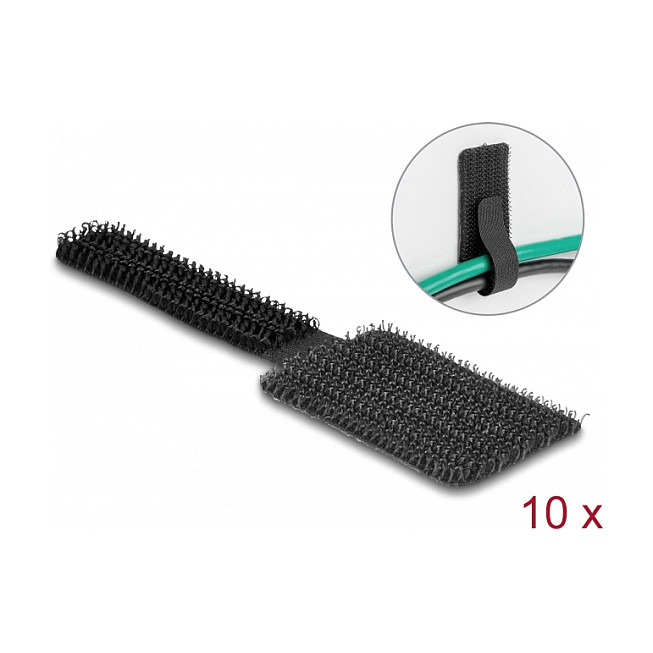 Organizator kabela DELOCK Mini čičak držač (90x24mm, samoljepljivi, 10 komada, crni)-2