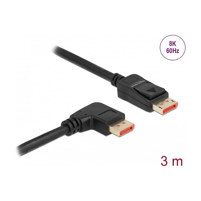 Delock DisplayPort 1.4 kabel 8K 60Hz 3m (DP muški na DP muški 90° desni kut)-1