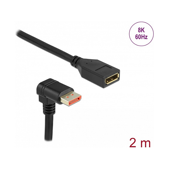 Delock DisplayPort 1.4 produžni kabel 8K 60Hz (M 90° dolje > Ž) 2m-1