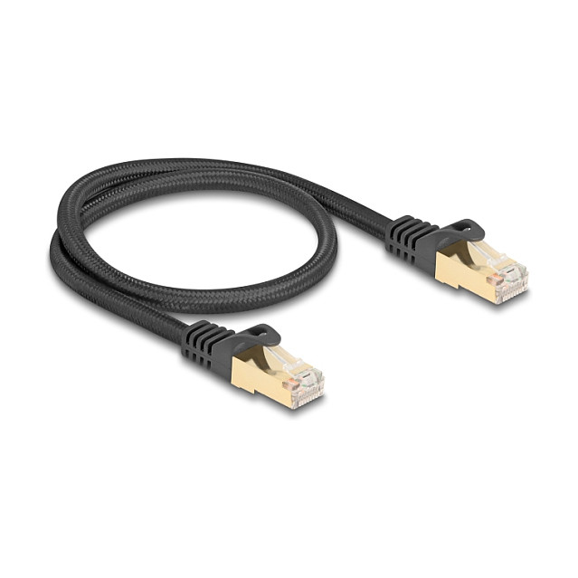 Mrežni kabel DELOCK Cat.6A S/FTP (0.5m, pleteni, crni)-1
