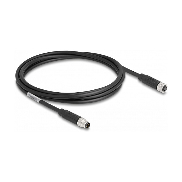 M8 industrijski kabel DELOCK 80139 (M8 muški na M8 ženski, 3-pinski, A-kodiran, PUR, 2 m)-0