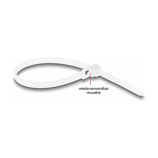 Višekratne vezice za kabele DELOCK (200 x 4.8 mm, 100 kom, bijele)-2
