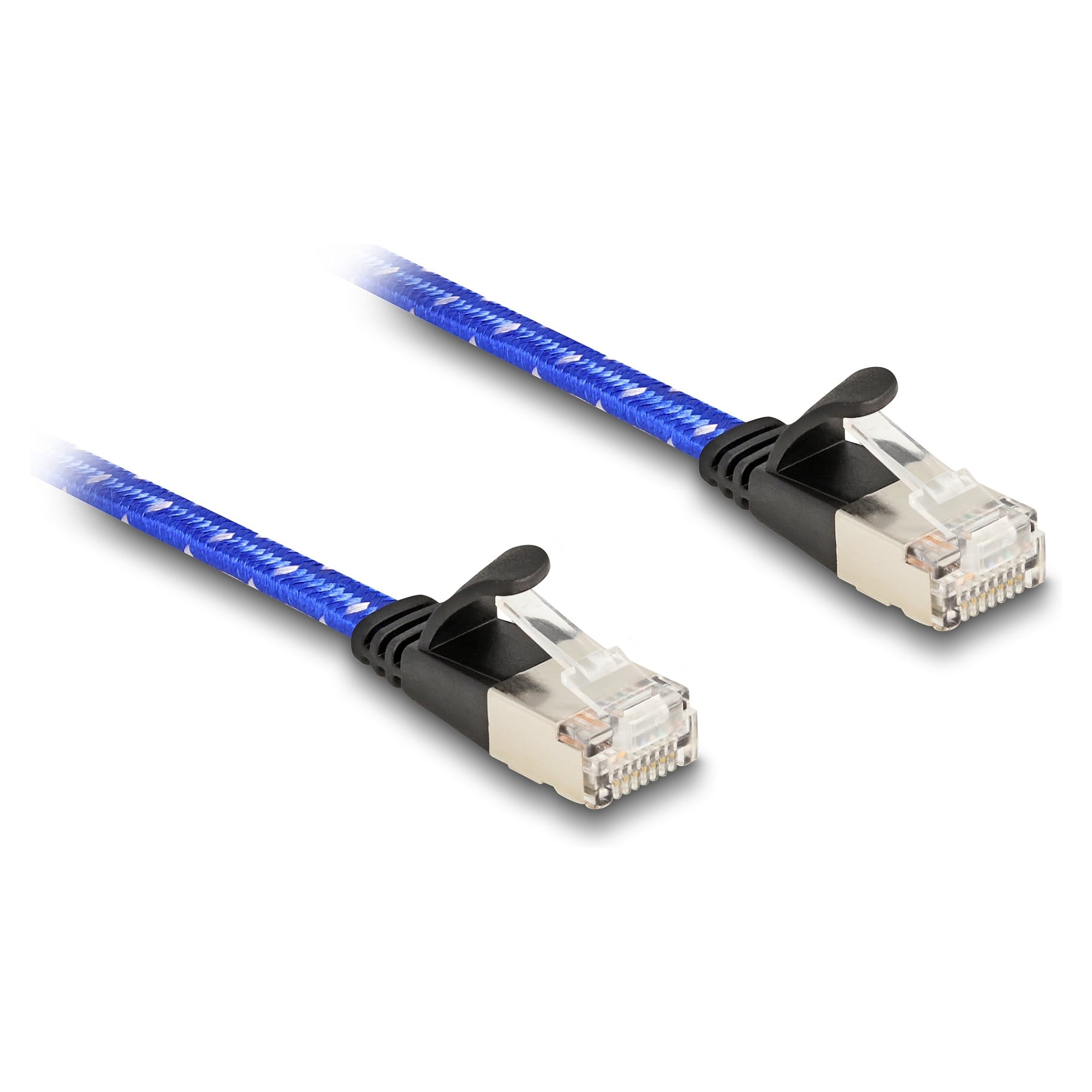 Mrežni kabel DELOCK Cat.6A U/FTP 5m plavi (plosnati, pleteni oklop)