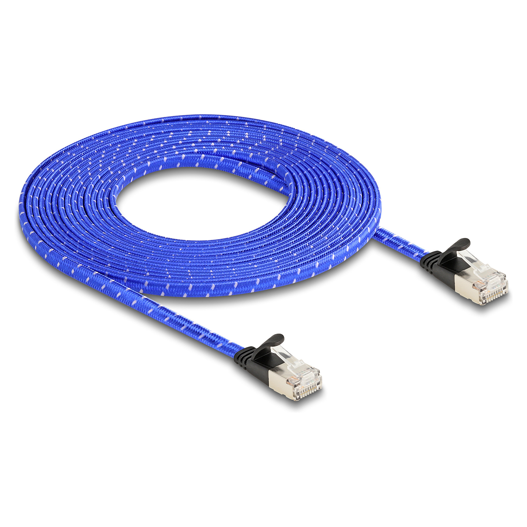 Mrežni kabel DELOCK Cat.6A U/FTP 5m plavi (plosnati, pleteni oklop)-1