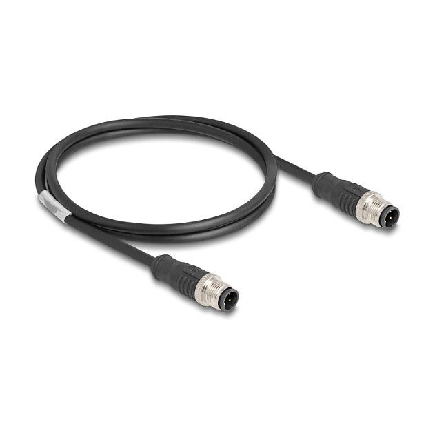 Industrijski mrežni kabel DELOCK M12 D-kodirani (4-pinski, muško-muški, S/UTP, PVC, IP67, 1 m)-0