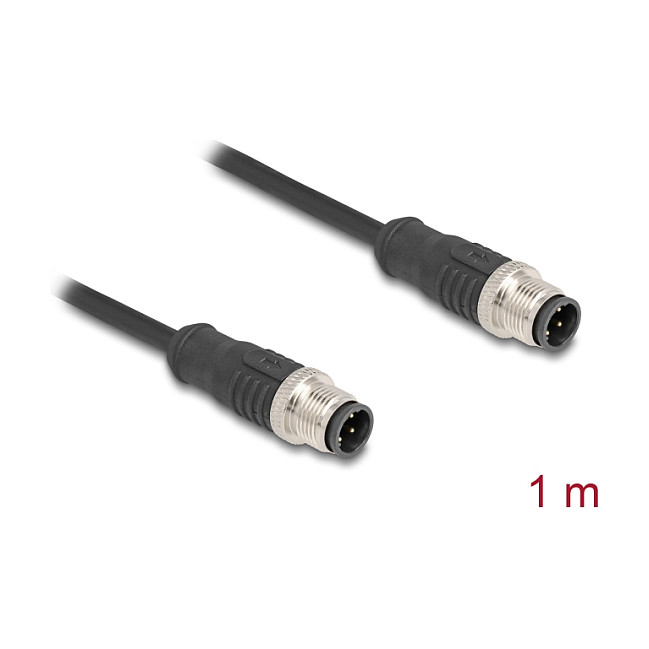 Industrijski mrežni kabel DELOCK M12 D-kodirani (4-pinski, muško-muški, S/UTP, PVC, IP67, 1 m)-2