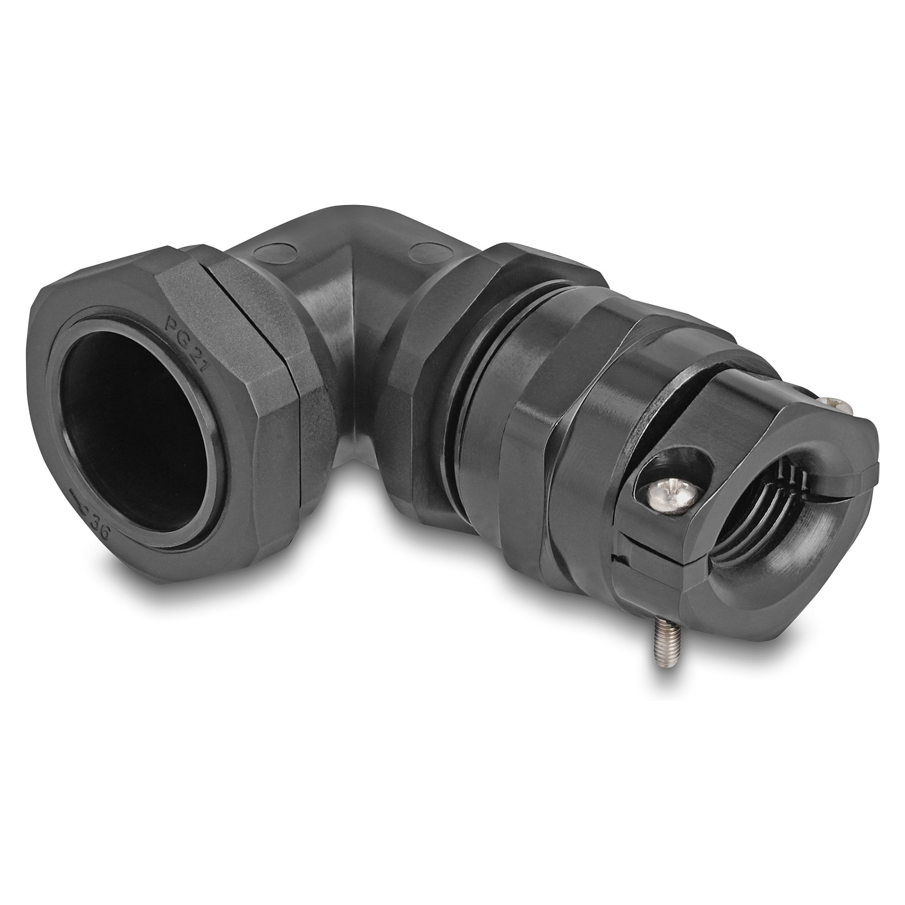 Kabelska uvodnica DELOCK PG21 kutna 90° (IP68, 13-18 mm, rasterećenje natezanja) crna