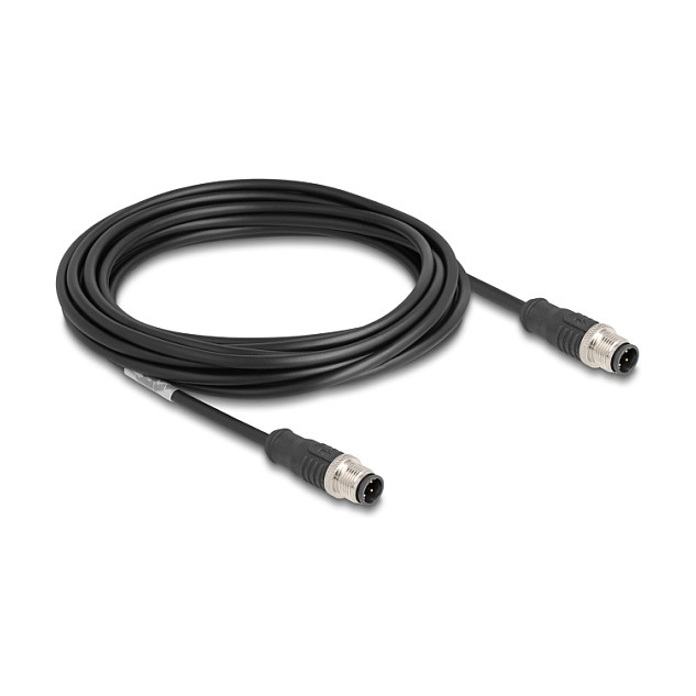 M12 Mrežni kabel DELOCK 80849 (D-kodirani, 4-pinski, muško-muški, S/FTP, IP67, 5 m)