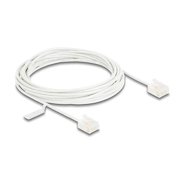 Mrežni kabel DELOCK RJ45 Cat.6 U/UTP Ultra Slim 5m (kratki konektori, bijeli)