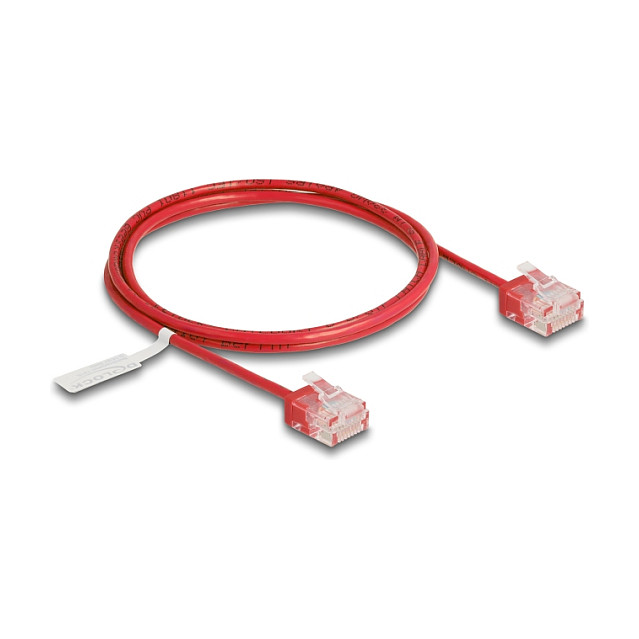 Mrežni kabel DELOCK RJ45 Cat.6 U/UTP Ultra Slim 1m (crveni, kratki konektori)-0