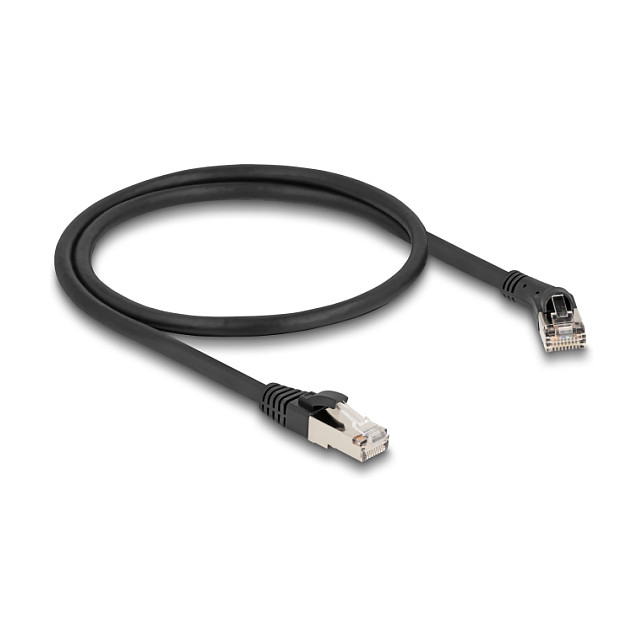 Mrežni kabel DELOCK Cat.8.1 S/FTP (RJ45 45° desno kutni, 40 Gbps, 0.5m) crni