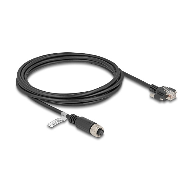 Mrežni kabel DELOCK M12 A-kodirani 8-pin (ž) na RJ45 (m) Cat.5e FTP, 3m