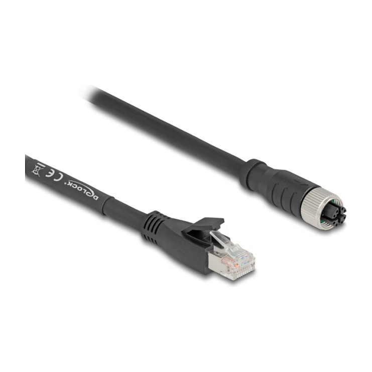 Mrežni kabel DELOCK M12 (X-kodiran, 8-pinski ženski) na RJ45 (muški) Cat.5e S/FTP 2m-0
