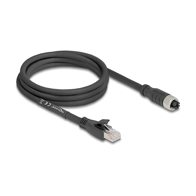 Mrežni kabel DELOCK M12 (X-kodiran, 8-pinski ženski) na RJ45 (muški) Cat.5e S/FTP 2m-1